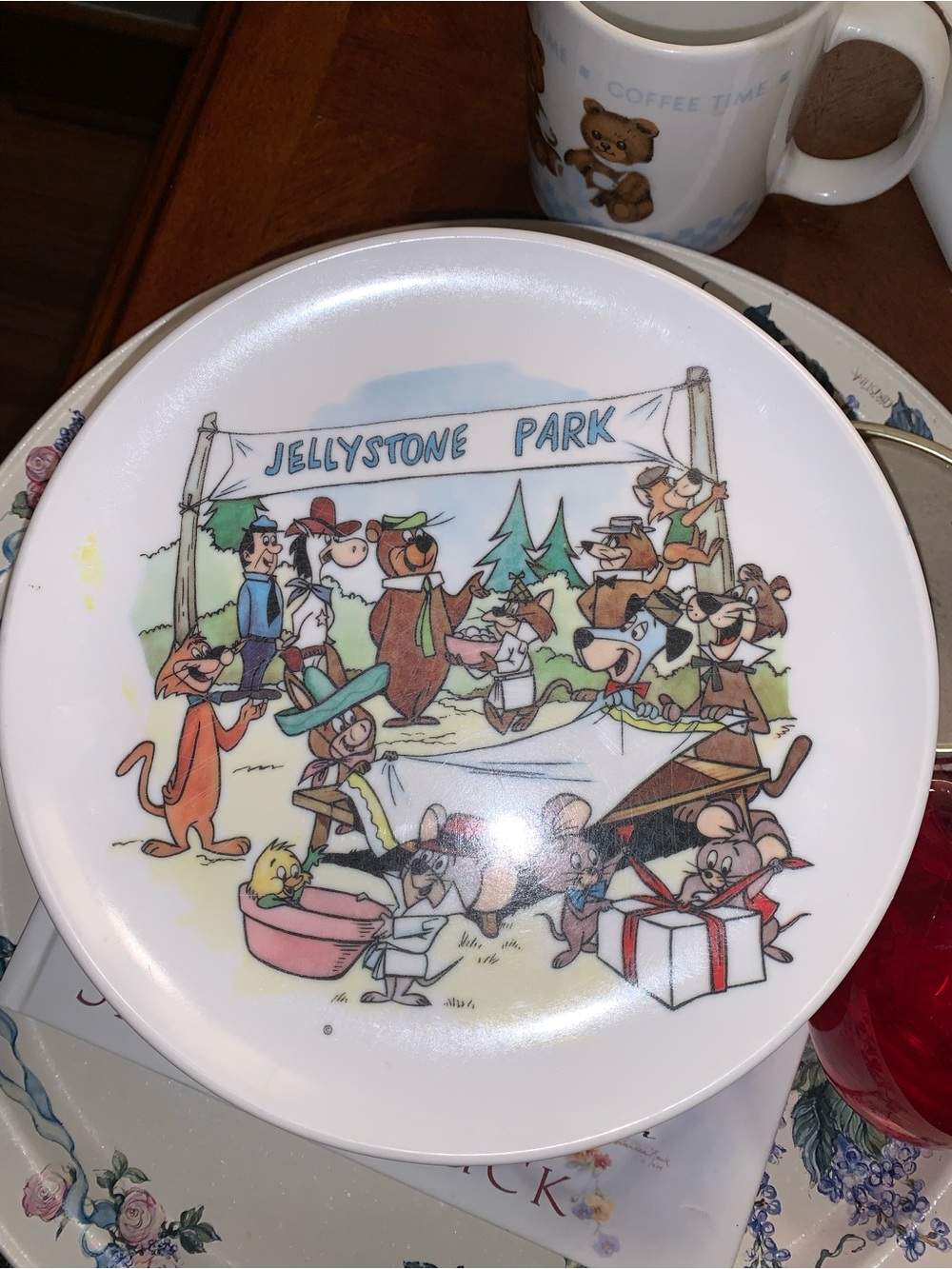 vintage 1960s Jellystone Park Melmac children's plate featuring classic cartoon